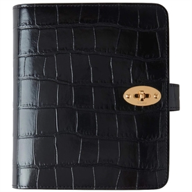 Mulberry Postman's Lock Agenda Black Shiny Small Croc